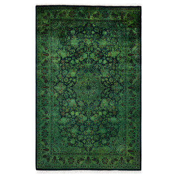 Fine Vibrance, One-of-a-Kind Hand-Knotted Area Rug Green, 4' 1" x 6' 4"