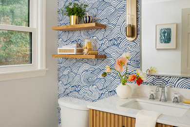 Example of a small powder room design in Boston