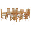 9 Piece Teak Wood West Palm Oval Extension Dining Set With 2 Arm and 6 Side Chai
