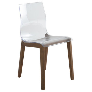 LeisureMod Marsden Modern Dining Side Chair With Beech Wood Legs, Walnut