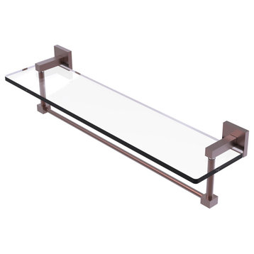 Montero 22" Glass Vanity Shelf with Integrated Towel Bar, Antique Copper