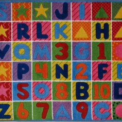 LA Rug Inc - Numbers & Letters Rug, Multi-Color - Kids Rugs