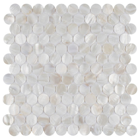 Conchella Penny Mosaic Wall Tile, White