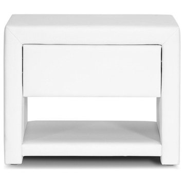 Baxton Studio Massey White Upholstered Modern Nightstand
