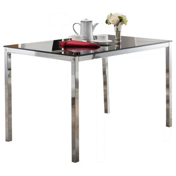 Pilaster Designs, Rectangle Dining Table With Glass Top, Metal Base