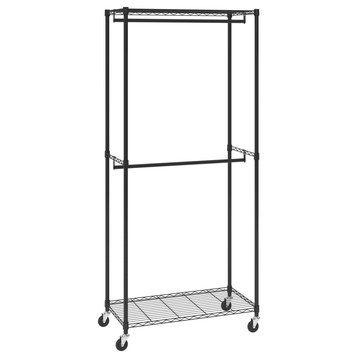 VEVOR Clothes Rack Heavy Duty Clothing Garment Rack Double Hanging Rods 300 lbs