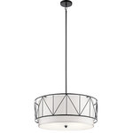 Kichler - Kichler Birkleigh 11.5" 4 Light Pendant with Satin Etched Glass, Black - The Birkleigh 11.5in. 4 light pendant with satin etched glass features a simple geometric overlay pattern adds dimension and visual interest with its Black finish. A perfect addition in several aesthetic environments, including traditional and modern.