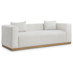 Meridian Furniture - Alfie Linen Textured Fabric Upholstered Sofa, Cream - Make this Alfie linen textured fabric living room sofa the center a cozy reading nook. This overstuffed chair is stunning from angles, with its contemporary design elements and chic rich cream color. Plumply stuffed with fluffy fill to create the ultimate space for snuggling up with your favorite reading material or while binging on the latest TV program. The sofa rests on a black finish solid wood base for stability and added contrast with its beige upholstery.
