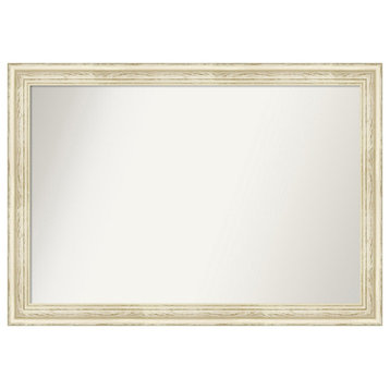 Country White Wash Non-Beveled Wood Wall Mirror 40.5x28.5 in.