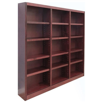 The Bowery Hill Traditional 72" Tall 15-Shelf Triple Wide Bookcase in Cherry
