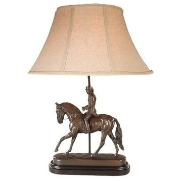 Sculpture Table Lamp Equestrian Horse Dressage Lady Hand Painted OK