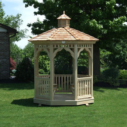 Octagon Wood Gazebo with Benches - Gazebos