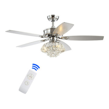 Kate 48" 3-Light Crystal Drum LED Ceiling Fan With Remote, Chrome