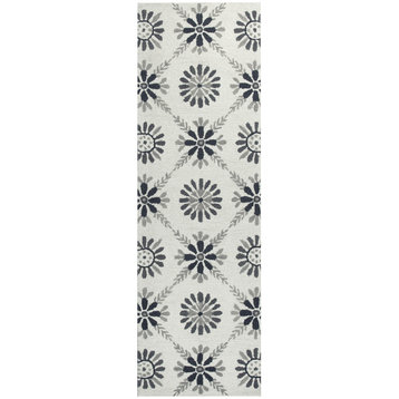 Rizzy Home Rockport RP8698 Ivory Floral Area Rug, Rectangular 9'x12'