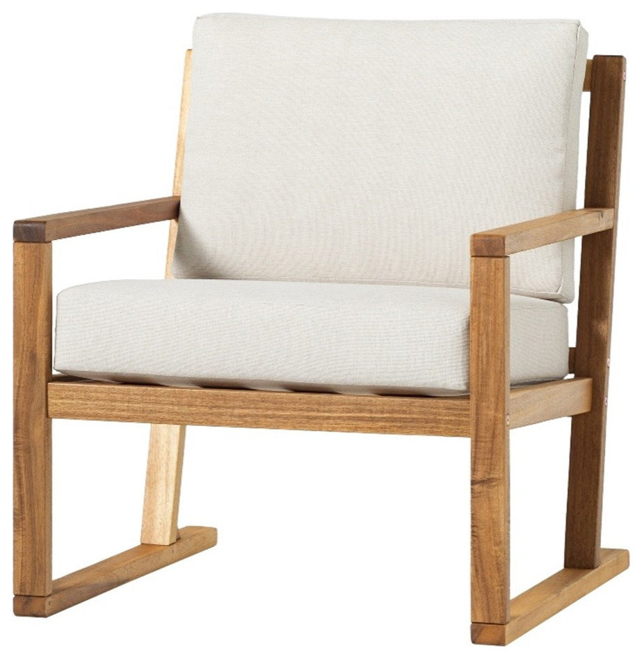 Modern Slat Back Solid Wood Club Chair - Natural