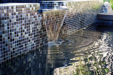 Hot tub - mid-sized contemporary backyard rectangular hot tub idea in Orange County
