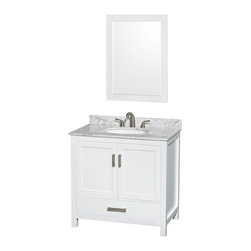 36 inch Transitional White Finish Bathroom Vanity - Bathroom Vanities And Sink Consoles