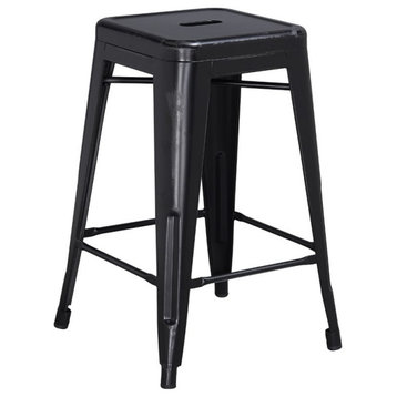 Flash Furniture 24" Metal Backless Counter Stool in Distressed Black