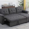 Lucca Linen Reversible Sleeper Sectional Sofa, Steel Gray