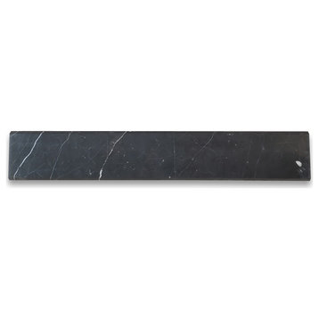 Nero Marquina Black Marble 6x36 Saddle Threshold Beveled Tile Honed, 1 piece