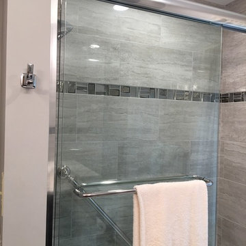 Transitional Bathroom Remodel with Accent Tiling