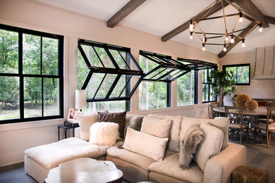 Trendy living room photo in New York