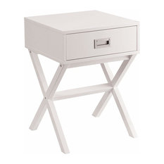 Contemporary Bedside Table in White Finished MDF With Storage Drawer