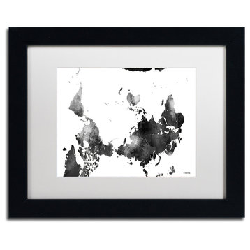 Watson 'Upside Down Map of the World' Art, Black Frame, 11"x14", White Matte