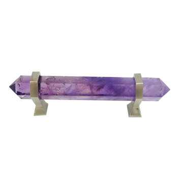 Amethyst Pull 6" Purple Crystal Bar Cabinet and Closet Pull, Satin Nickel