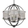 Colson 6 Light Chandelier in Matte Black with Pewter