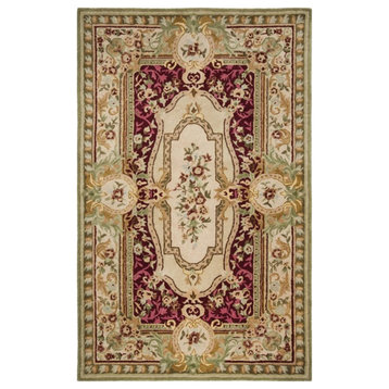 Safavieh Savonnerie 5' x 8' Hand Tufted Wool Rug in Red and Ivory