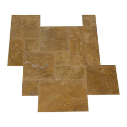 Gold Brushed & Chiseled Travertine Tiles - Wall And Floor Tile