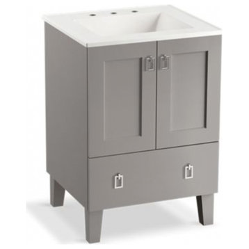 Poplin 24" Bathroom Vanity Cabinet With Legs, 2 Doors, 1 Drawer, Mohair Grey