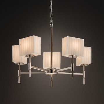 Porcelina Union 5-Light Chandelier, Rectangle, Waterfall Shade