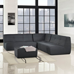 Align Modern Charcoal Fabric Sectional Sofa with Ottoman - $2087.43 - Sectional Sofas