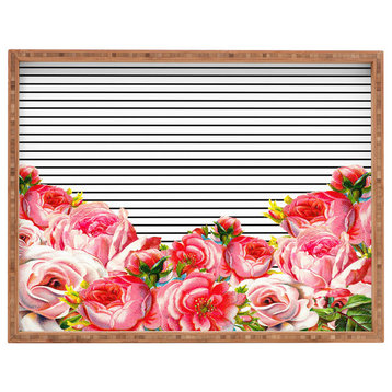 Deny Designs Allyson Johnson Bold Floral And Stripes Rectangular Tray
