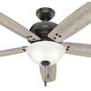 Hunter 60" Reveille Noble Bronze Ceiling Fan, LED Kit, Pull Chain