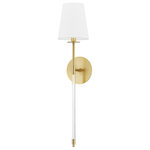 Hudson Valley Lighting - Niagra 1-Light Wall Sconce, Crystal Accents, Aged Brass, White Belgian Linen - Features:
