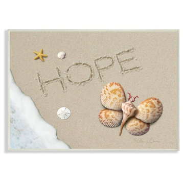 Hope In Sand, Starfish Sand Dollar and Seashell Butterfly, Wall Plaque, 12"x18"
