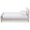 Samson Charcoal Upholstered Platform Bed, Light Beige, Queen