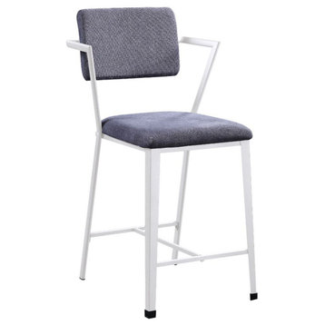Acme Cargo Counter Height Chair Set-2 Gray Fabric and White Finish