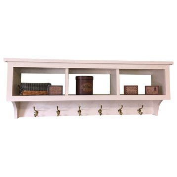 Wall Shelf Coat Rack 42" With 3-Cubbies for Storage