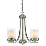 Z-Lite - Z-Lite 426-3C-BN Willow - Three Light Chandelier - Clean, graceful lines of the arms + glass shades dWillow Three Light C Brushed Nickel Matte *UL Approved: YES Energy Star Qualified: n/a ADA Certified: n/a  *Number of Lights: Lamp: 3-*Wattage:100w Medium bulb(s) *Bulb Included:No *Bulb Type:Medium *Finish Type:Brushed Nickel