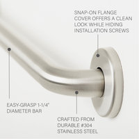 Stainless Steel Wall Mount Bathroom Shower Grab Bar, 1 ¼" Diameter, Satin, 16