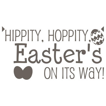 Wall Decal Sticker Hippity,Hoppity, Easter's On Its Way! Quote, Dark Gray