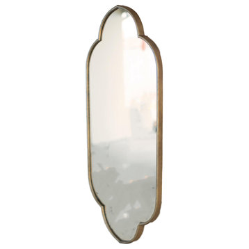 Elegant Graceful Arched Design 48" Antiqued Gold Metal Mirror Shaped