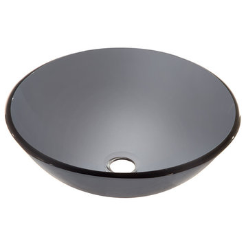 Dawn Tempered Glass Vessel Sink-Square Shape, Gray Glass