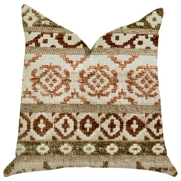 Arabesque Shades of Brown Luxury Throw Pillow, Double Sided 20"x30" Queen
