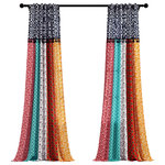 Triangle Home Fashions - Boho Patch Window Curtains Set, 95"x45" - These bohemian style curtains will brighten your home and your mood. The patchwork style columns of colorful floral and geometric patterns are printed on fabric that allows natural light into the room. Tassels run across the top portion of each panel.Each Panel: 95"H x 45"W