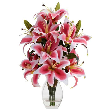Rubrum Lily With Decorative Vase